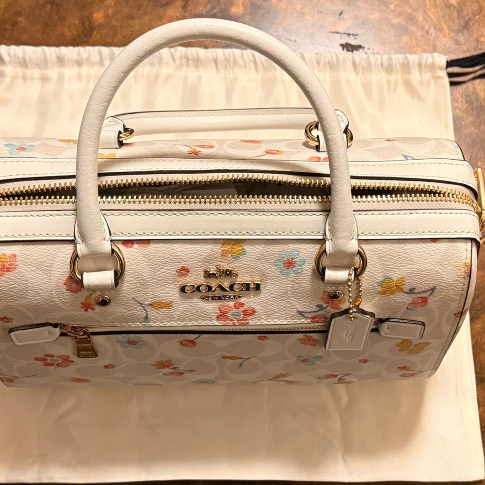 Coach White Satchel with Floral Accents - Picture 4 of 5